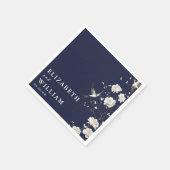 ネイビーブルーチノイスリーフローラ庭園の結婚式 スタンダードカクテルナプキン (角)