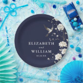 ネイビーブルーチノイスリーフローラ庭園の結婚式 ペーパープレート (パーティー)