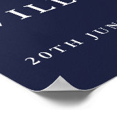 ネイビーブルーチノイスリー結婚フローラのウェルカムサイン ポスター (角)