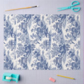 ネイビーブルーチノワセリーフラワーズ建物城 薄葉紙 (クラフト)