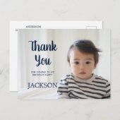 ネイビーブルーチャイルド誕生日ありがとう ポストカード (正面/裏面)