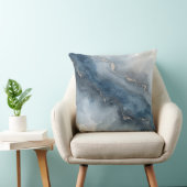 ネイビーブルーチャコールグレーホワイトベージュ抽象芸術 クッション (椅子)