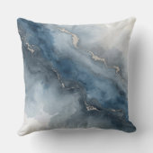 ネイビーブルーチャコールグレーホワイトベージュ抽象芸術 クッション (裏面)