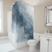 ネイビーブルーチャコールグレーホワイトベージュ抽象芸術 シャワーカーテン (インサイチュ)