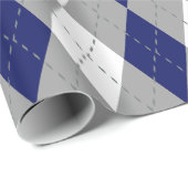 ネイビーブルーチャコールダークグレーワットアーガイルXL ラッピングペーパー (ロールコーナー)