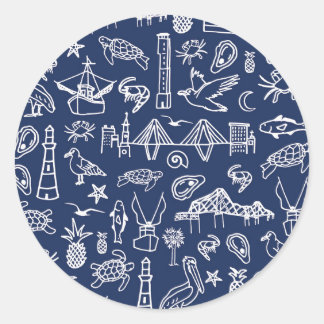 ネイビーブルーチャールストントイレステッカー ラウンドシール