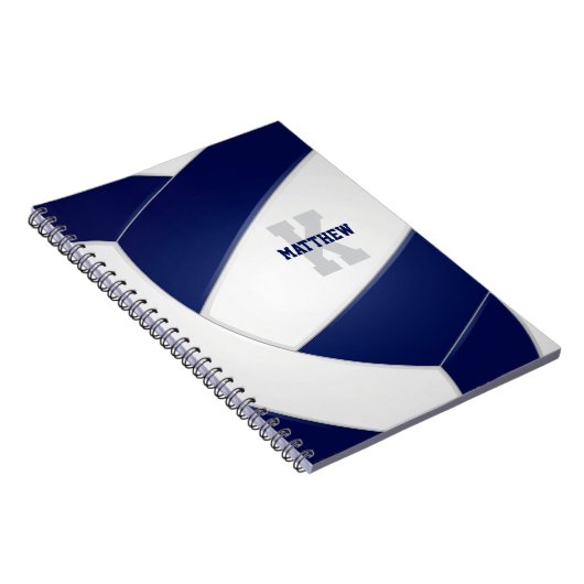 ネイビーブルーチームスポーツガールズボーズバレーボール ノートブック (右側)