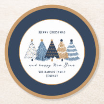 ネイビーブルーツリーズタックスクリスマスモダンホリデー