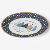 ネイビーブルーツリーズドットモダンクリスマスホリデー ペーパープレート (アングル)