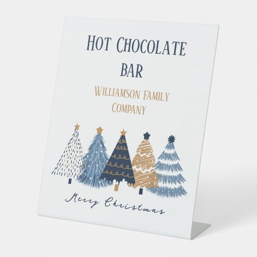 ネイビーブルーツリーモダンズシンプルクリスマス 台座サイン (正面)