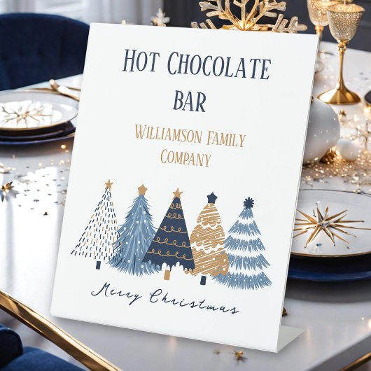 ネイビーブルーツリーモダンズシンプルクリスマス 台座サイン