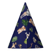 ネイビーブルーツーワイルドサファリジャングル誕生日 パーティーハット (裏面)