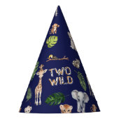 ネイビーブルーツーワイルドサファリジャングル誕生日 パーティーハット (正面)