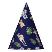 ネイビーブルーツーワイルドサファリジャングル誕生日 パーティーハット (左)