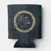 ネイビーブルーティール（緑がかった色）ウォーター結婚カラー金ゴールドズブライド族 缶クーラー (裏面)