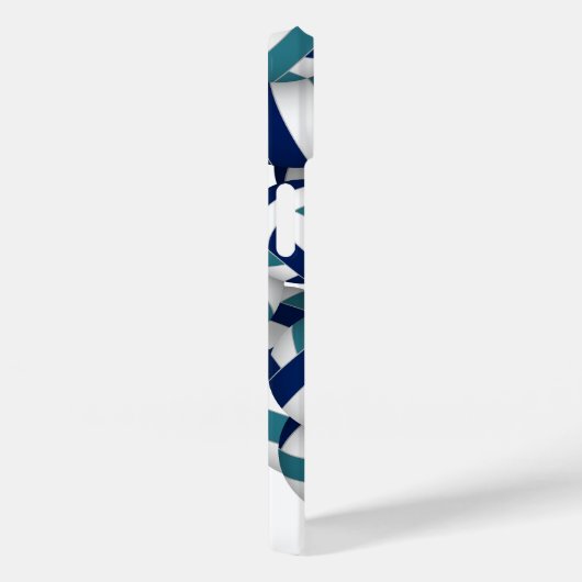 ネイビーブルーティール(緑がかった色)ガールズバレーボール模様 Case-Mate iPhoneケース (裏面 / 右)