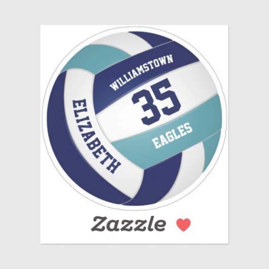 ネイビーブルーティール（緑がかった色）バレーボールチームギフト シール (シート)