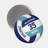 ネイビーブルーティール(緑がかった色)バレーボールチームギフト マグネット (正面/裏面)