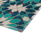 ネイビーブルーティール（緑がかった色）ホワイトレッド大理石モロッコモザイク カッティングボード (角)