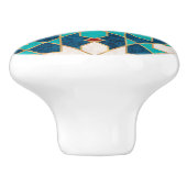 ネイビーブルーティール（緑がかった色）ホワイトレッド大理石モロッコモザイク セラミックノブ (側面)