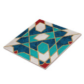 ネイビーブルーティール（緑がかった色）ホワイトレッド大理石モロッコモザイク タイル (側面)