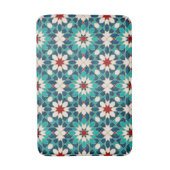 ネイビーブルーティール(緑がかった色)ホワイトレッド大理石モロッコモザイク  バスマット (正面縦)