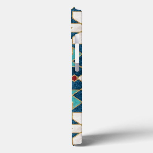 ネイビーブルーティール(緑がかった色)ホワイトレッド大理石モロッコモザイク Case-Mate iPhoneケース (裏面 / 左)