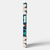 ネイビーブルーティール(緑がかった色)ホワイトレッド大理石モロッコモザイク Case-Mate iPhoneケース (裏面 / 右)