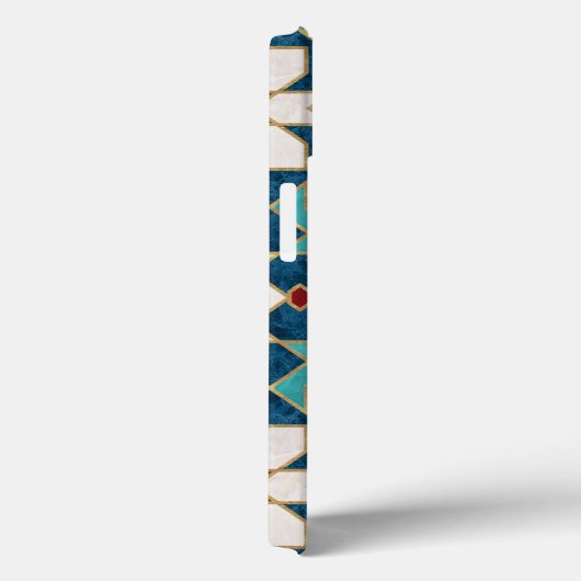 ネイビーブルーティール(緑がかった色)ホワイトレッド大理石モロッコモザイク Case-Mate iPhoneケース (裏面 / 右)