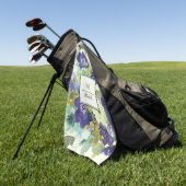 ネイビーブルーティール(緑がかった色)レモンイエローフローラモノグラム ゴルフタオル (グリーン)