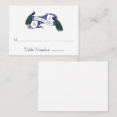 ネイビーブルーティール（緑がかった色）結婚クジャックシーティングカード プレイスカード (正面/裏面)