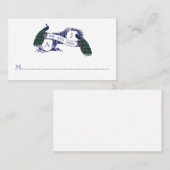 ネイビーブルーティール（緑がかった色）結婚ピーコック座席表 プレイスカード (正面/裏面)