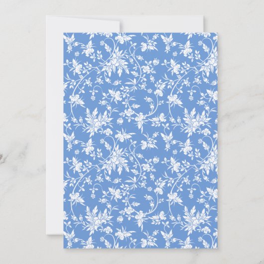 ネイビーブルーテディベアフローラ男の赤ちゃんシャワー 招待状 (裏面)