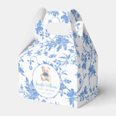 ネイビーブルーテディベア男の赤ちゃんシャワーお願いボックス フェイバーボックス (正面サイド)