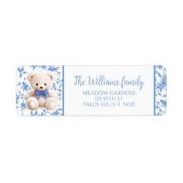 ネイビーブルーテディベア赤ちゃんシャワー差出人住所 ラベル