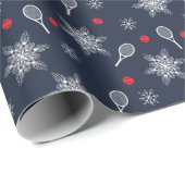 ネイビーブルー💙テニスクリスマス ラッピングペーパー (ロールコーナー)