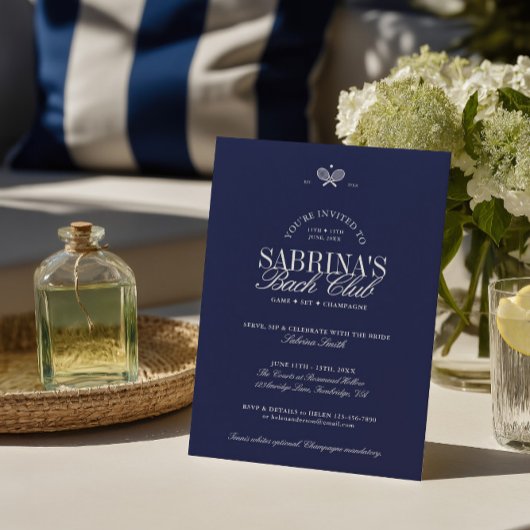 ネイビーブルーテニスバチェロレッテ招待状 招待状