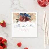 ネイビーブルーテラコッタフローラパンパスグラス結婚ズ スタンダードカクテルナプキン (インサイチュ)