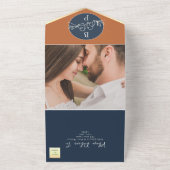 ネイビーブルーテラコッタ結婚ズ オールインワン招待状 (外側)