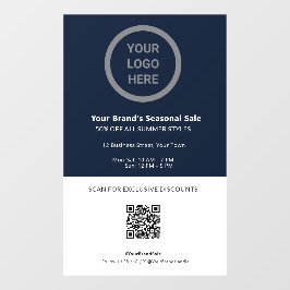 ネイビーブルーテーマカスタムロゴブランディングプロモーション ウィンドウサイン