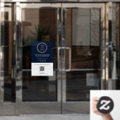 ネイビーブルーテーマカスタムロゴブランディングプロモーション ウィンドウサイン (オフィスドア)