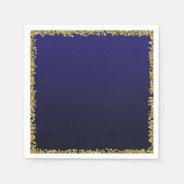 ネイビーブルーディップ金ゴールドグリッターグラムスパークルパーティー スタンダードカクテルナプキン