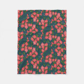 ネイビーブルーデイジーフラワーメドウ フリースブランケット (正面)