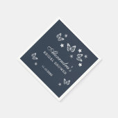 ネイビーブルーデイジーホワイトバタフライブライダルシャワー スタンダードカクテルナプキン (角)