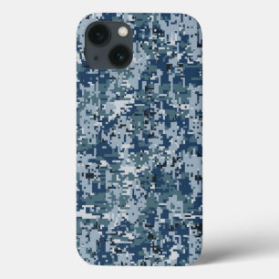 ネイビーブルーデジタルカモフラージデコール iPhone 13ケース