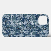 ネイビーブルーデジタルカモフラージデコール Case-Mate iPhoneケース (裏面 (横))