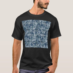 ネイビーブルーデジタルカモフラージデコール Tシャツ