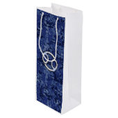 ネイビーブルーデジタルカモフラージュのがんサイン ワインギフトバッグ (正面アングル)