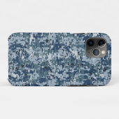 ネイビーブルーデジタルカモフラージュデザイン Case-Mate iPhoneケース (裏面(横))