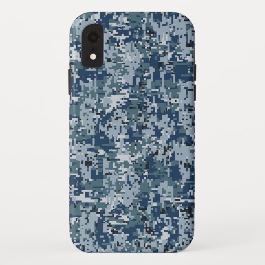 ネイビーブルーデジタルカモフラージュデザイン Case-Mate iPhoneケース (裏面)